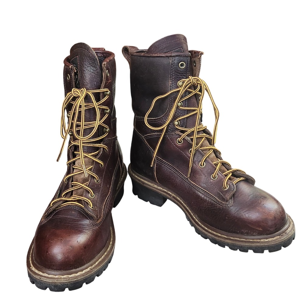 Georgia Boot Mens G-7313 8" Logger Waterproof Steel Toe Work Boots Brown Sz 9 M